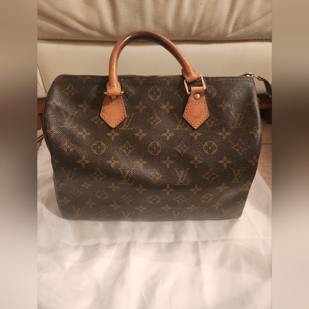 Louis Vuitton Speedy Shoulder Bag 30 Brown Canvas Lock And Key